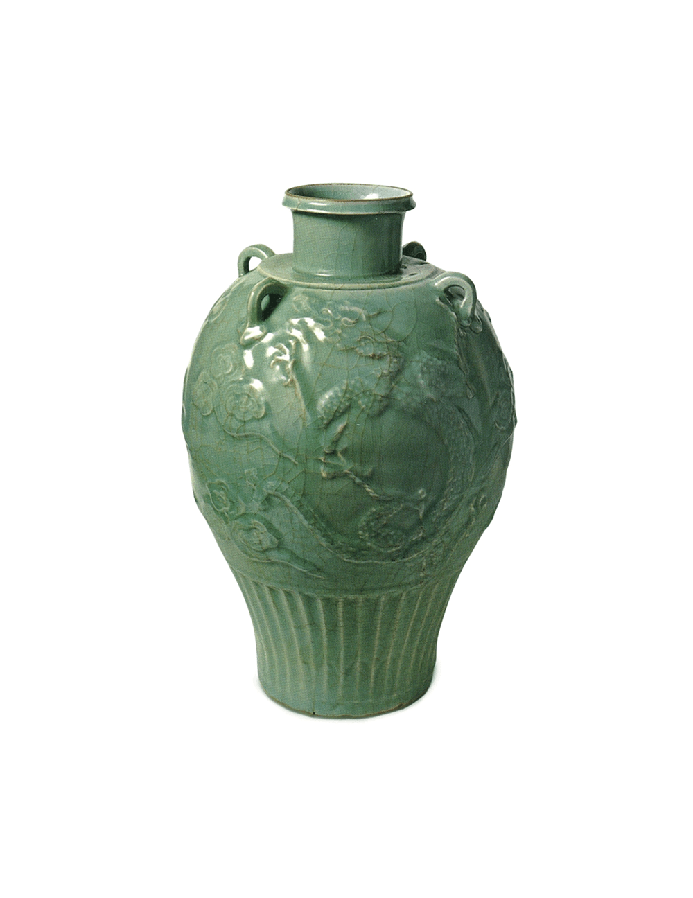 元代瓷器高價回收|元代 龍泉青釉雲龍紋四系瓶 龍泉青瓷 南宋 元朝瓷器高價回收 龍泉窯瓷器