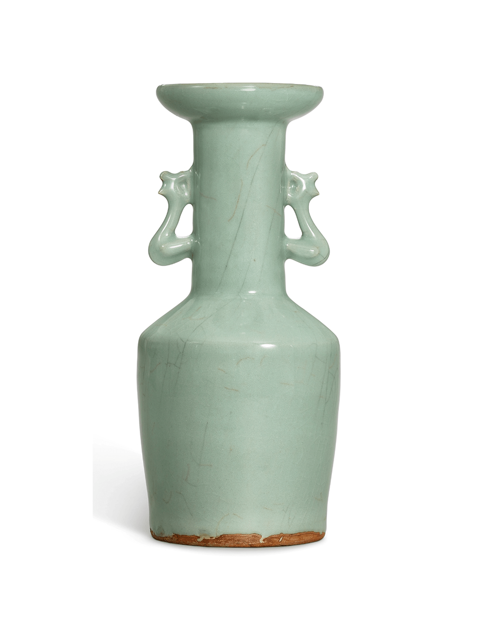 南宋瓷器上門回收鑒定·南宋 龍泉青釉鳳耳盤口瓶 中國瓷器收購 宋朝龍泉窯瓷器 古董瓷器-24小時上門回收鑒定