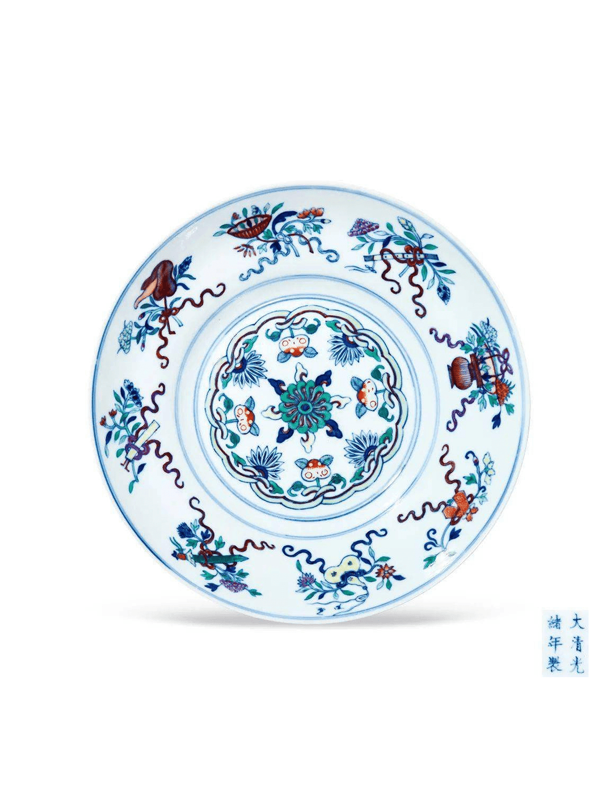 古瓷器 清光緒 鬥彩八吉祥紋折腰盤回收估價 - 香港古董瓷器收購 | 古金鑒寶